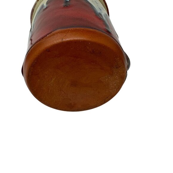 Handcrafted Ceramic Coffee Mug Redware Drip Glaze Rustic Cross Floral Handle - Picture 8 of 16